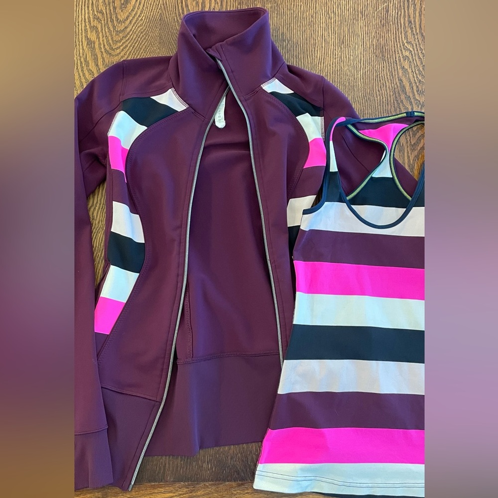 Lululemon Matching Striped Tank and Jacket Set